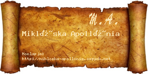 Miklóska Apollónia névjegykártya